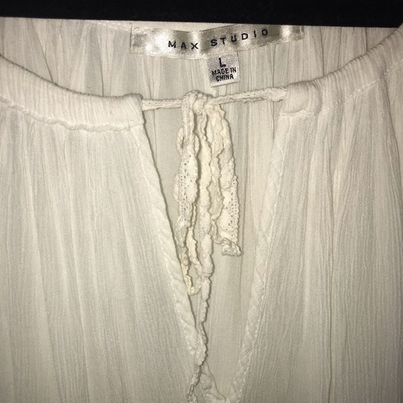 Max Studio Sheer White Long Sleeve Blouse - Large - Picture 4 of 7